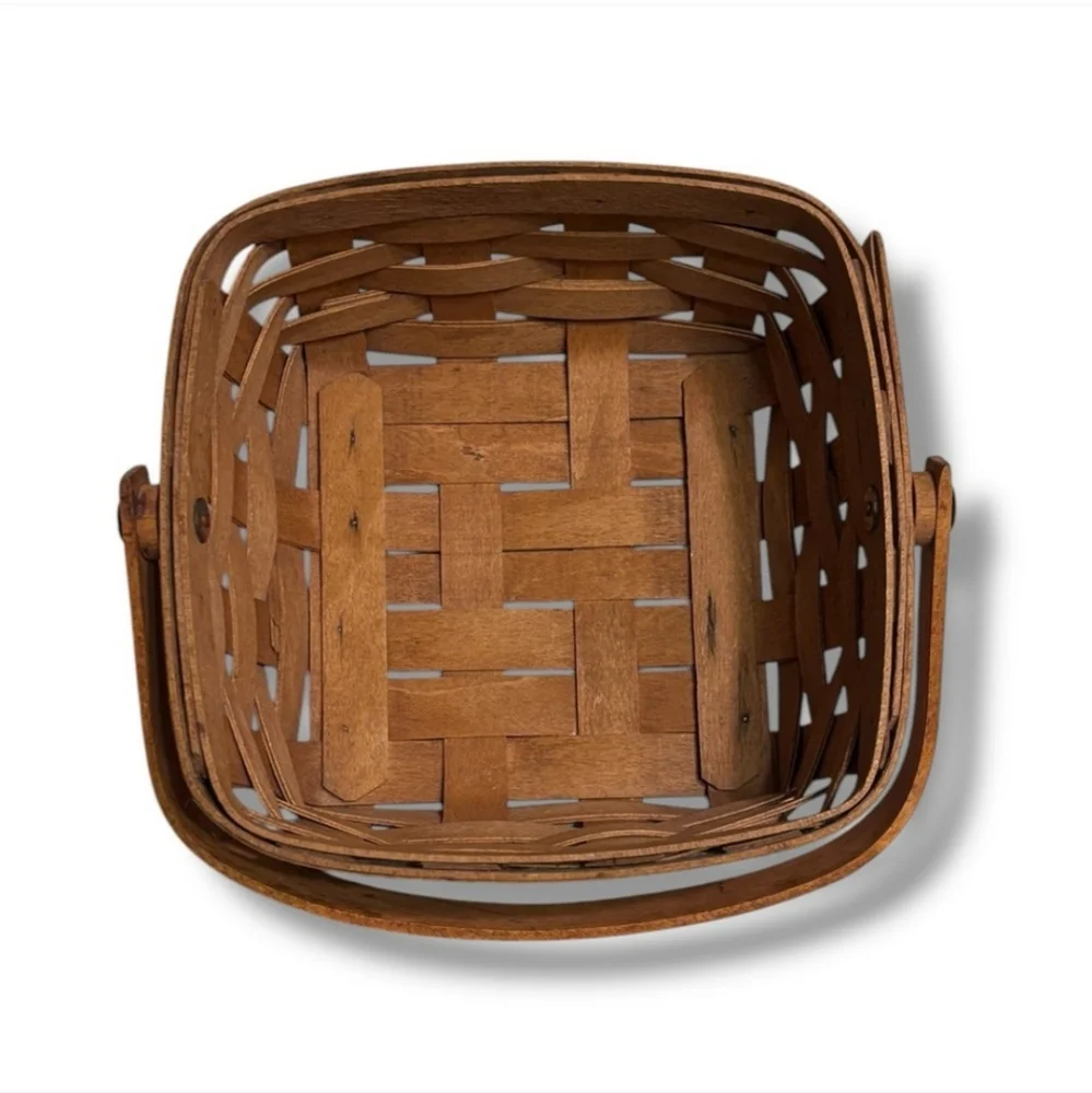 LONGABERGER Small Square Basket Collapsible Handle VINTAGE